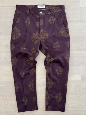 Goodfight Jacquard Tailored Trousers Stitched Crease Cropped Fit - Size 32